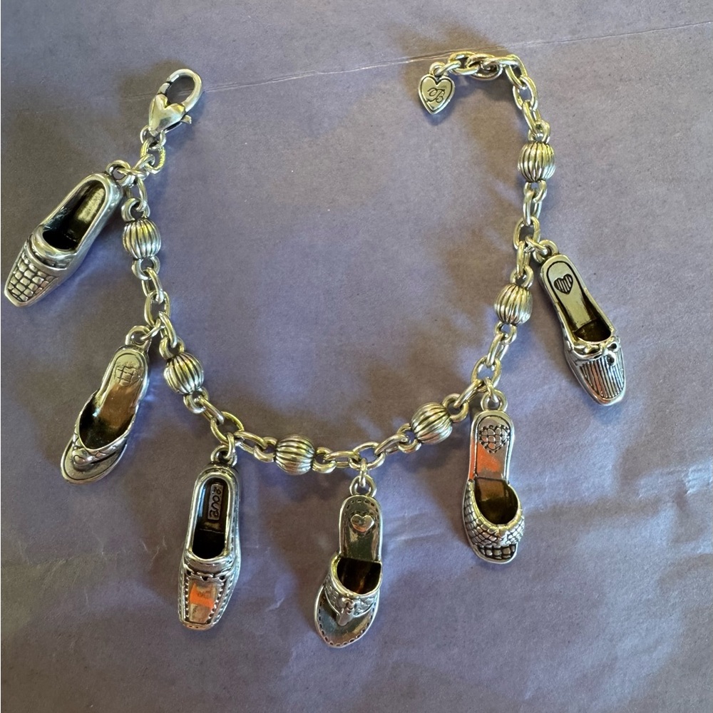 BRIGHTON Silver Toned Shoe Charm Bracelet
